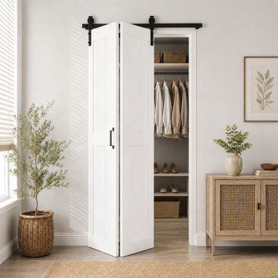 Portes de grange pliantes 84 po en bois manufacturé avec quincaillerie d'installation