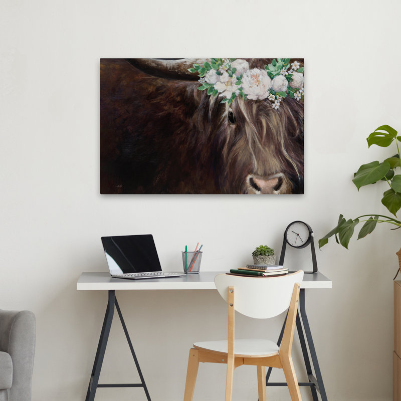 Animaux et fleur noire, art de fille, H 24 po x l 36 po