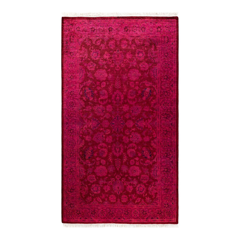 Tapis rose noué à la main de conception unique Holsworth - rose