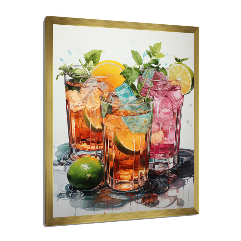 Hykeem Food Cocktail A Glamour I, H 32 po x l 24 po x P 1 po, Encadrement doré
