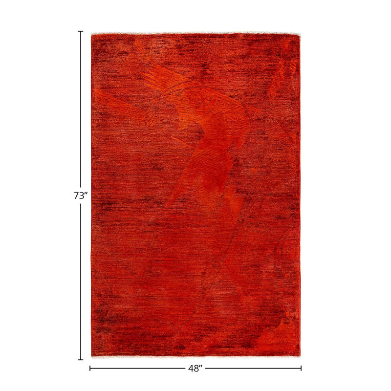 Tapis orange 4 pi x 6 pi 1 po Dacorey One-of-a-Kind