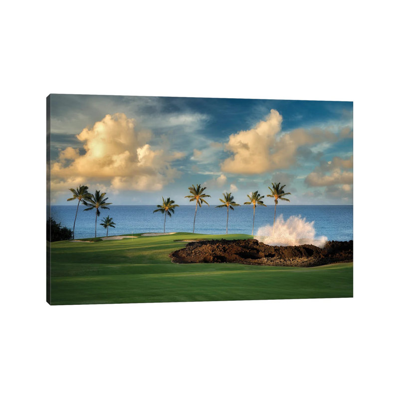Golf Course And Wave par Dennis Frates - Toile tendue avec châssis sur toile tendue, H 8 po x l 12 po x P 0,75 po