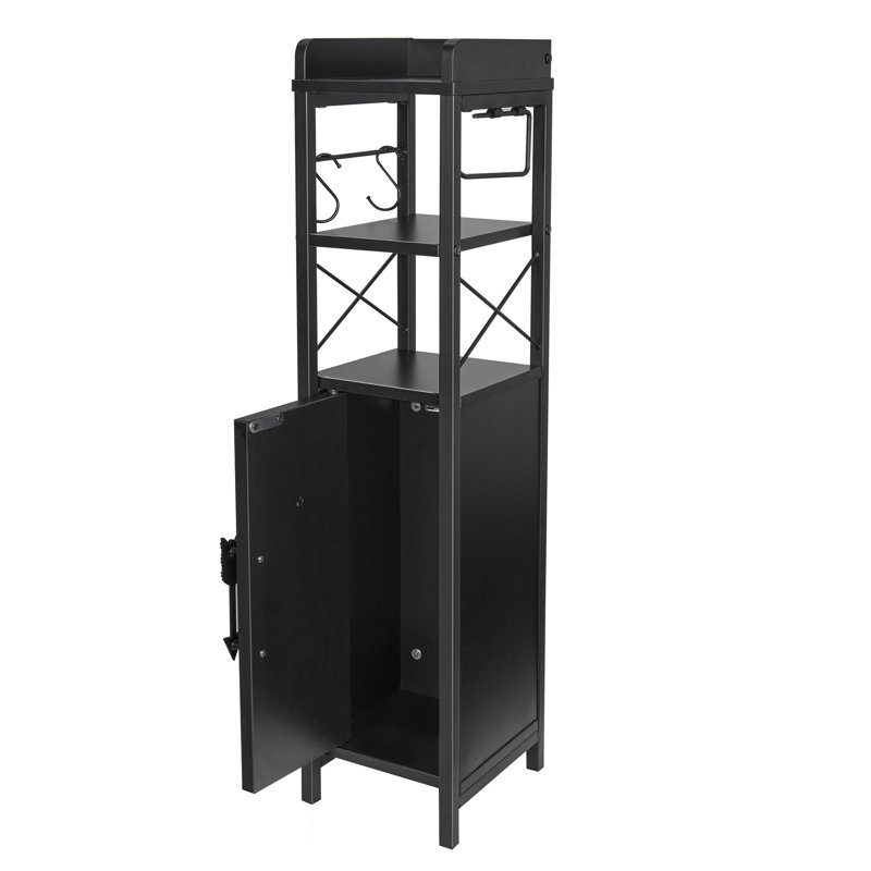 Haslom Freestanding Linen Cabinet, Black