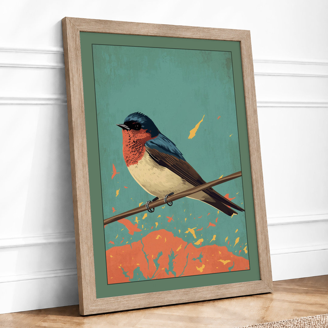 Perched Songbird Modern - Framed Print