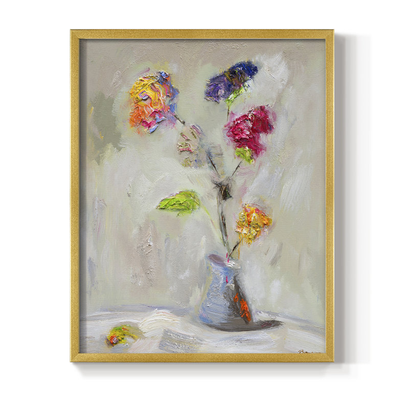 Imprimé floral néoplitanien - bois massif, Or, H 10 po x l 8 po