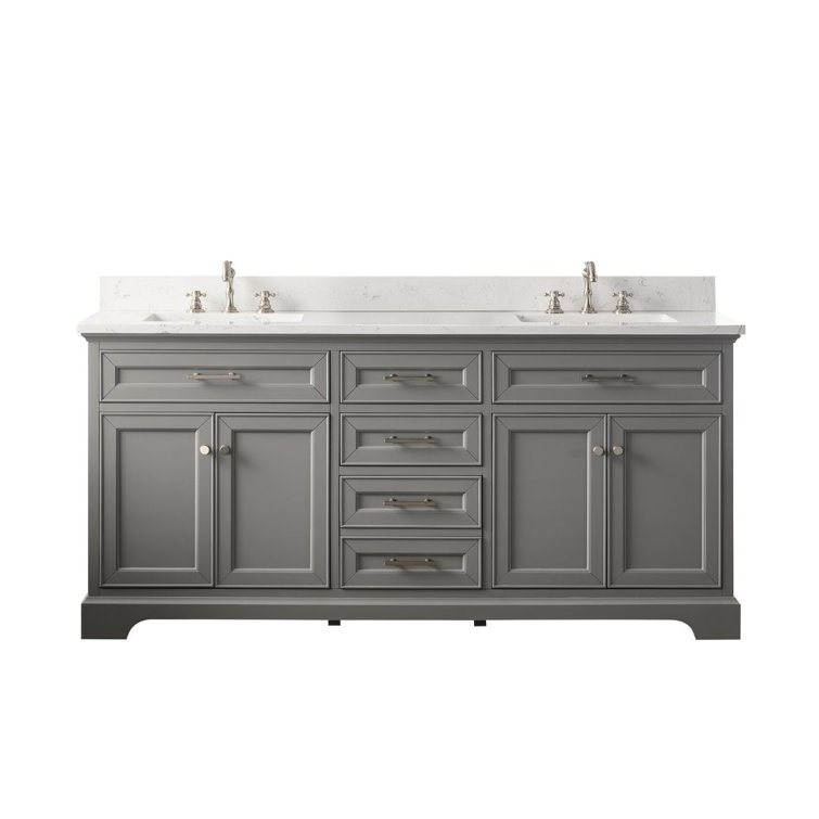 Currahee 72'' Free-standing Double Bathroom Vanity with Engineered Stone Vanity Top