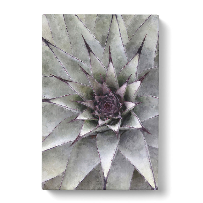 Green And Purple Succulent - Wrapped Canvas Painting, 60cm H x 40cm W x 3cm D