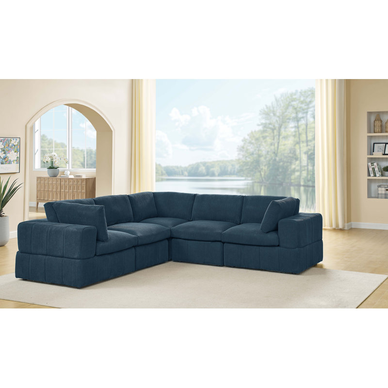 Canapé modulaire réversible large Areeba, Bleu très foncé, H 34 po x l 108,5 po x P 108,5 po