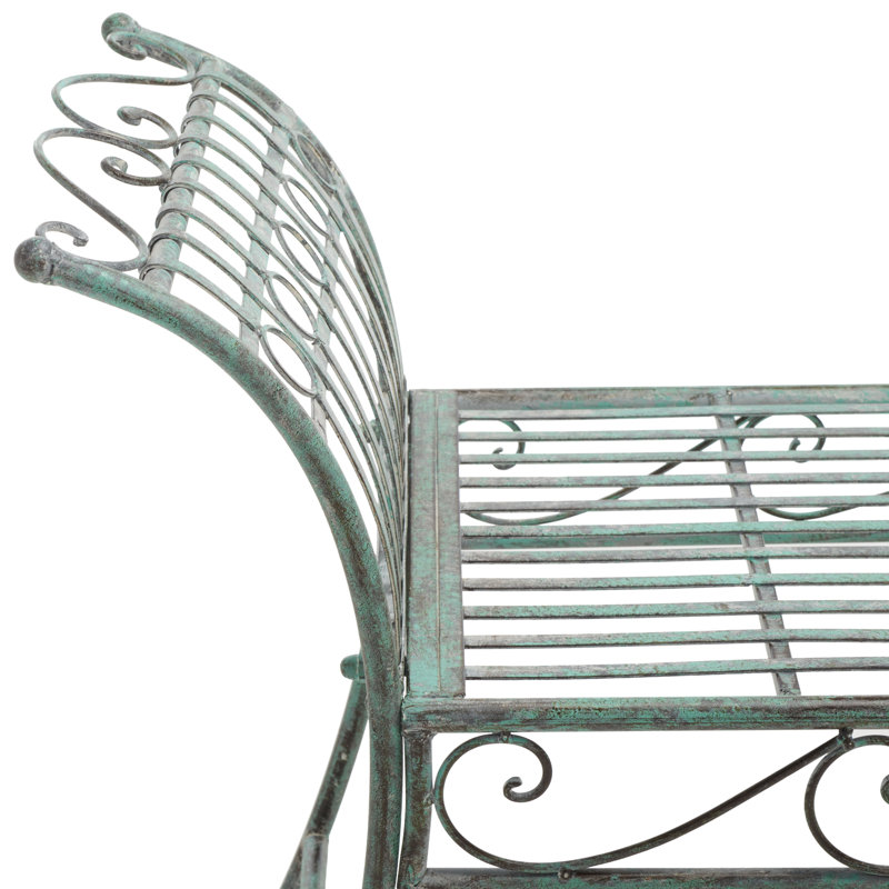 Banc de jardin en métal Kyel, Vert antique