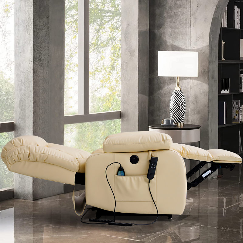 Fauteuil inclinable électrique 40,7 po, Similicuir beige