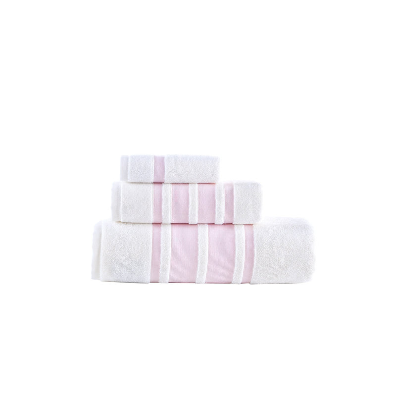Bordure contrastante Brooks Brothers, Rose, 3 Piece Towel Set
