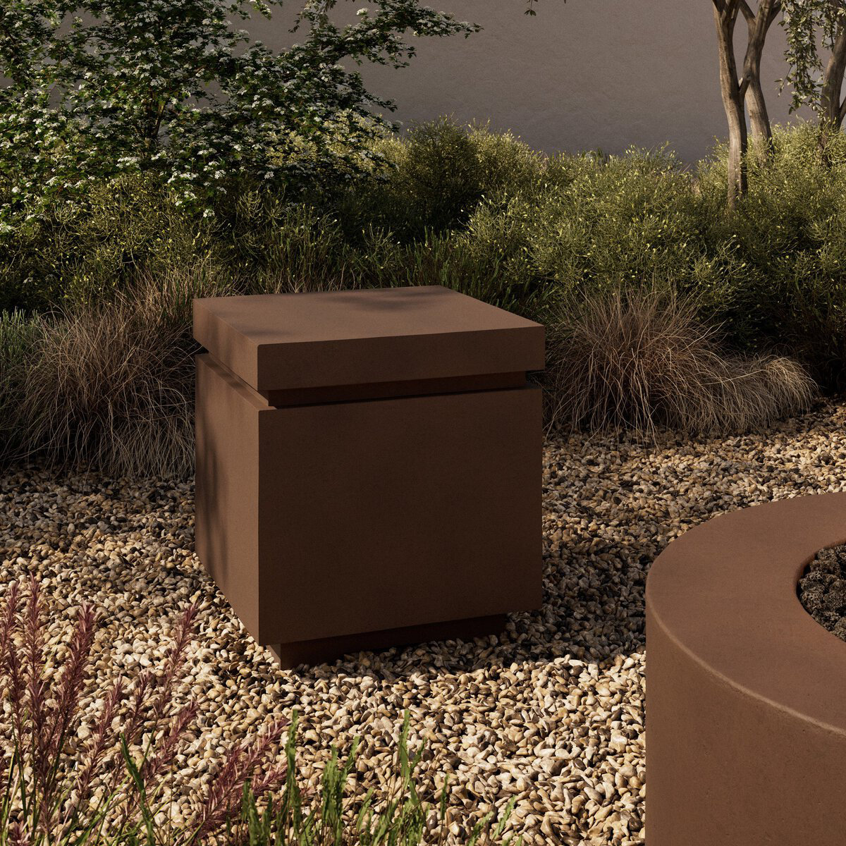 Eric Square Fire Pit Table, Clay Concrete