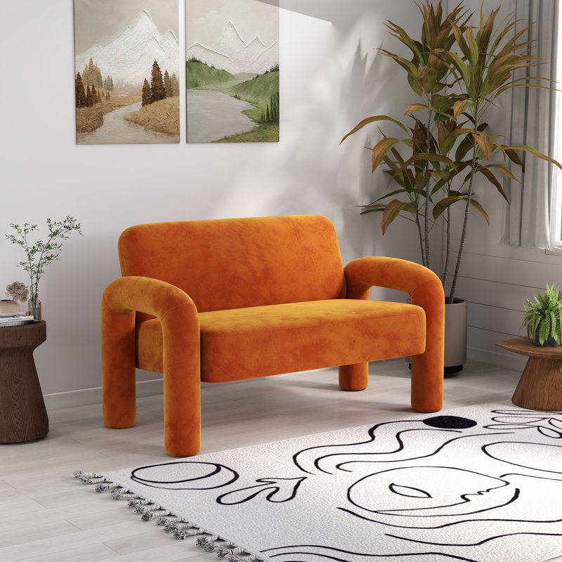 Causeuse en velours 2 places Iryanna, Orange