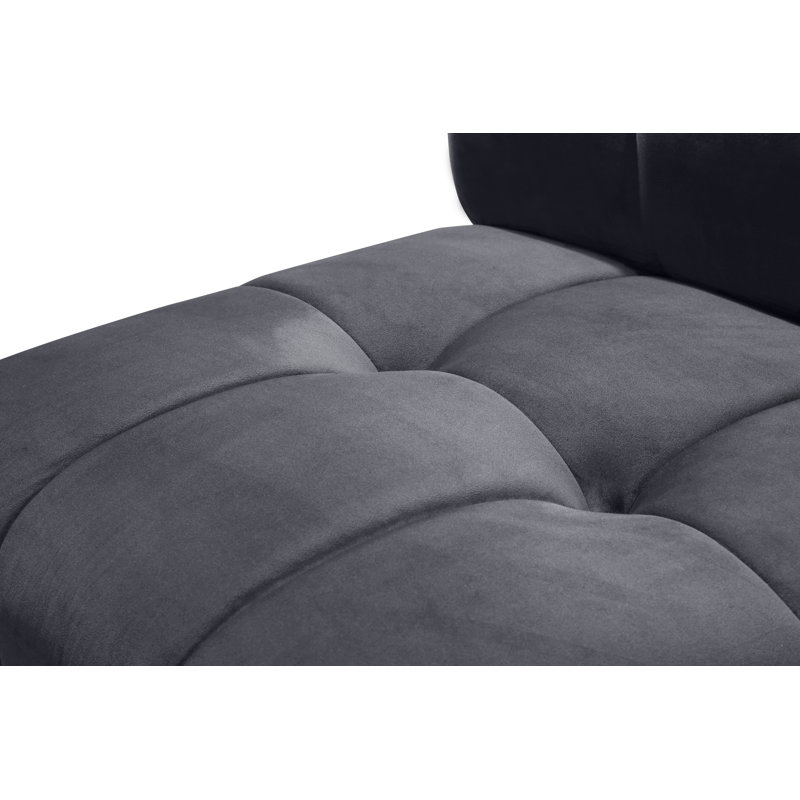 Canapé modulaire en velours de 96 po de largeur Jedson, Velours gris