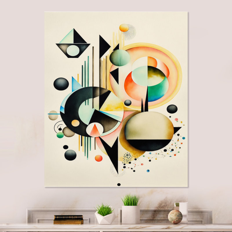 Pastel Minimalist Multi Shape Art IV - peinture sur toile, Toile tendue, H 20 po x l 12 po x P 1 po