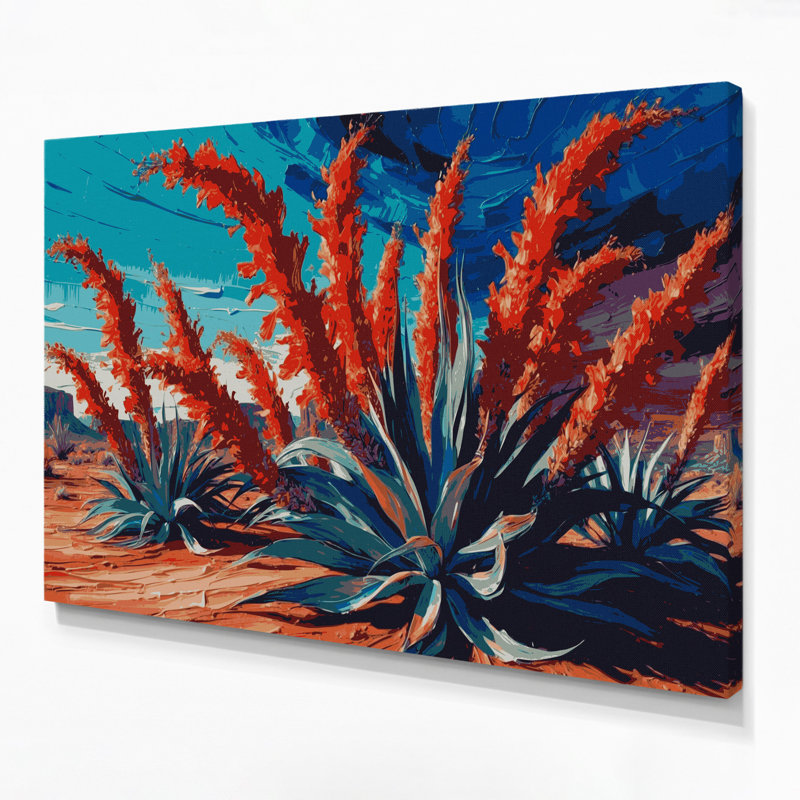 «Southwestern Plants Red Yucca 183», art mural sur toile mauve, H 24 po x l 36 po