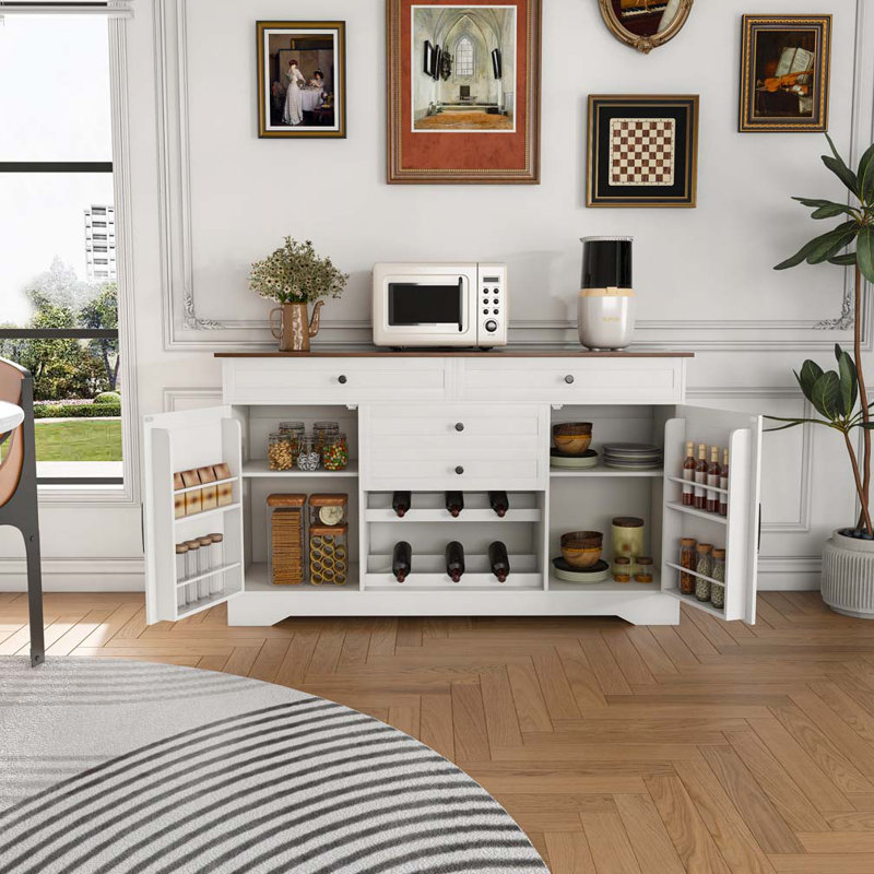 Buffet Farmhouse avec armoire de rangement et abri réglable