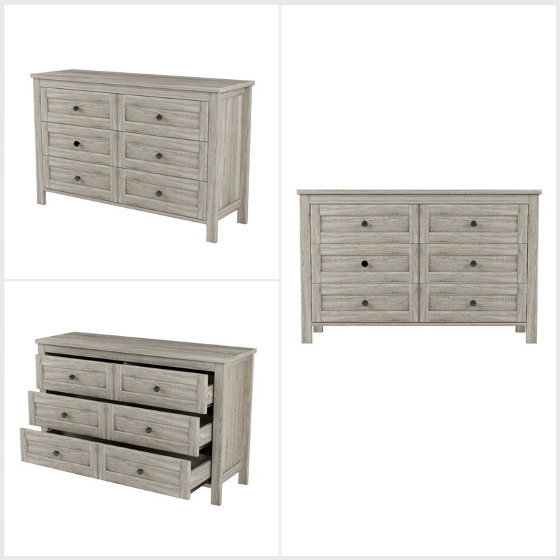 Ensemble de chambre à coucher de ferme, ensemble de chambre à coucher 3 pièces avec station de charge, Gris antique, Grand
