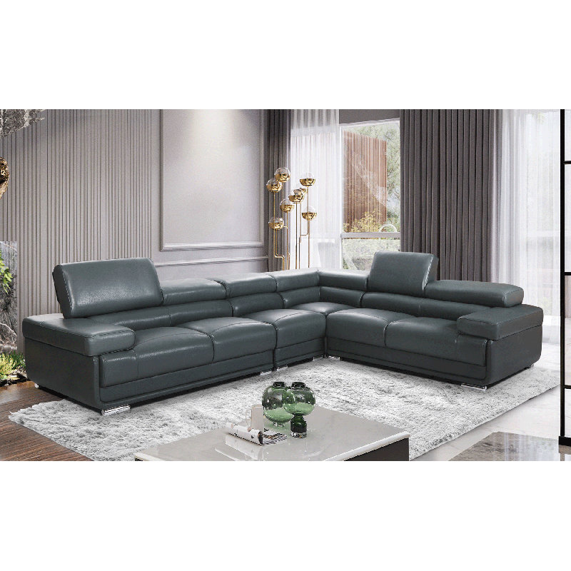 Canapé modulaire réversible en cuir Crown - gris foncé