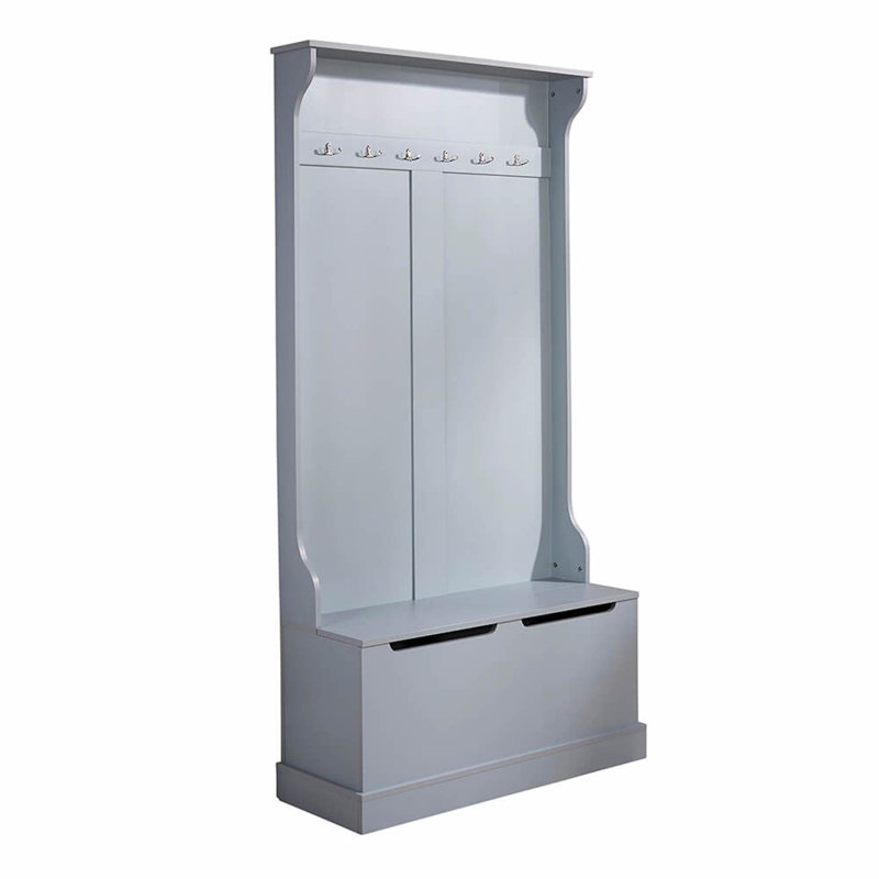 Adame Hallway Tree with Storage Bench, Grey