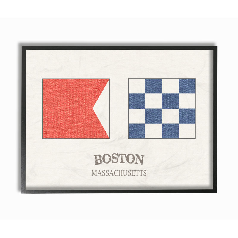 « boston nautique flags », impression, Giclée encadrée noir minuit, H 16 po x l 20 po