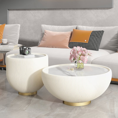 Table basse d'appoint moderne en cuir PU