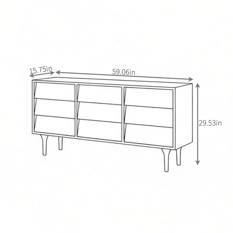 Buffet simple de haute qualité, 29.53" H x 59.06" W x 15.75" D, Burlywood