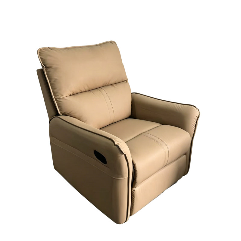 Fauteuil inclinable pivotant en cuir berçant, Mélange de polyester brun