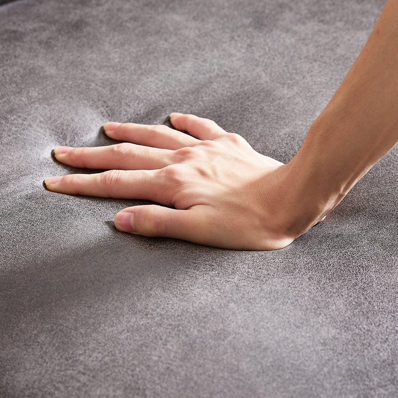 85,5 po avec tissu d'ameublement Tech, 3 places, accoudoirs roulés et tissu de confort rembourré, 2 coussins décoratifs, Gris