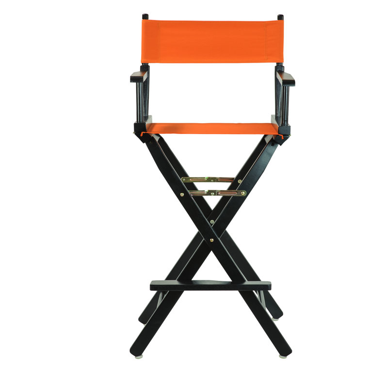 30" Folding Director Chair with Canvas, Tangerine, Black