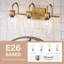 Applique murale 3 lumières pour salle de bain, applique murale pour salle de bain avec miroir et abat-jour en verre transparent (base E26)