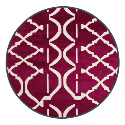 Machine Washable Trellis Red Area Rug