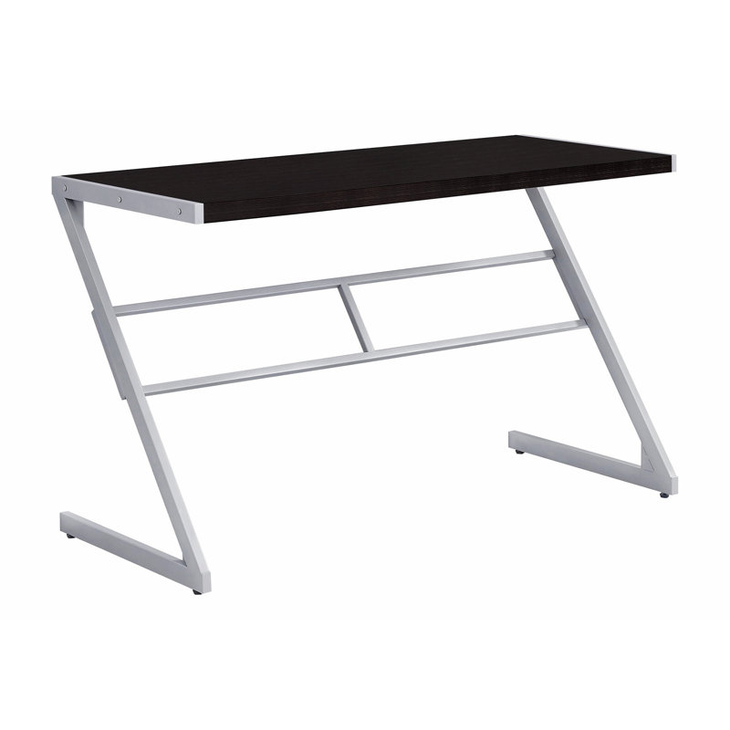 Bureau d'écriture avec pieds en métal, bureau d'ordinateur pour bureau à domicile, Espresso/gris