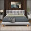 Upholstered Platform Bed Frame With Cookie-Shaped  Headboard, Easy Assembly, Soft And Comfortable,Grey-1186985167