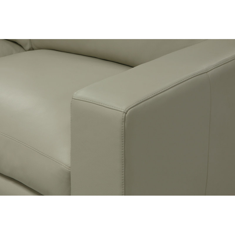 Gray Leather Upholstered Sectional Sofa with Wood Legs