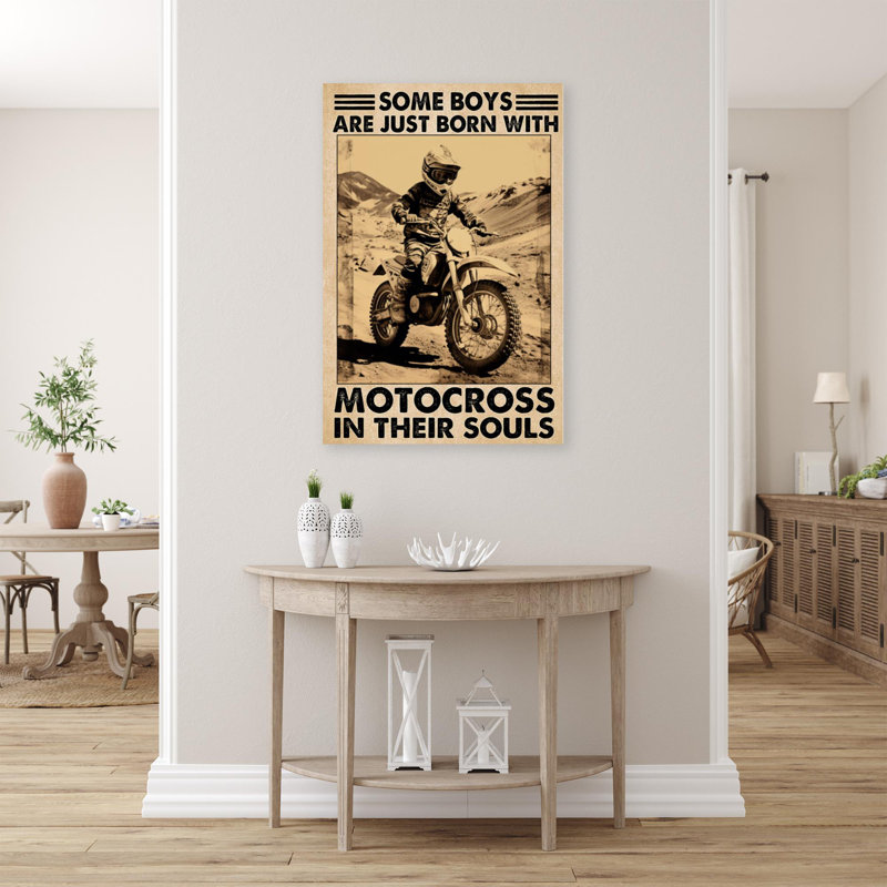 " Boys Just Born With Motocross - 1 Piece Rectangle Graphic Art Print On Wrapped Canvas ", L 11 po x H 14 po