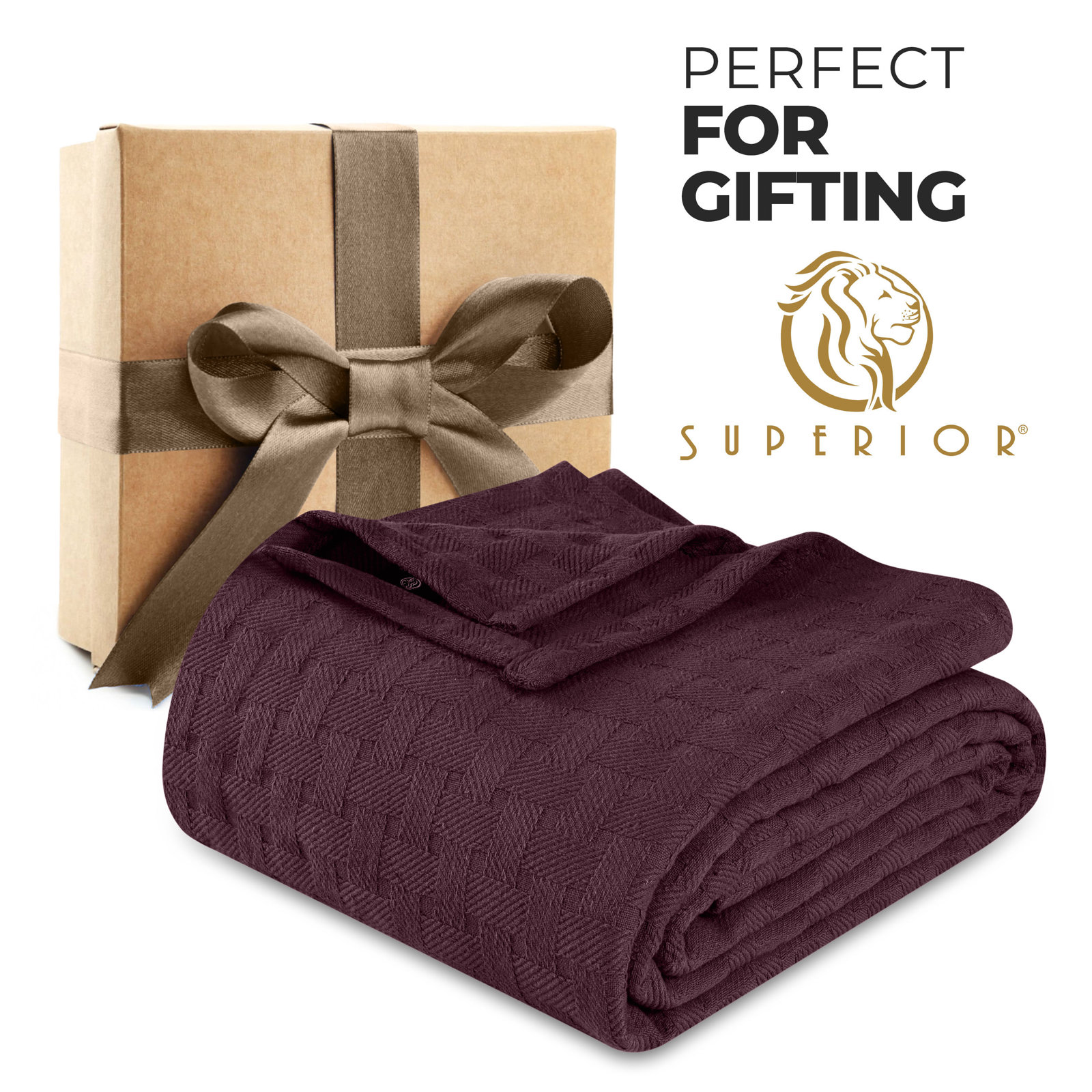 Bertie Cotton Throw Blanket, Plum, California King