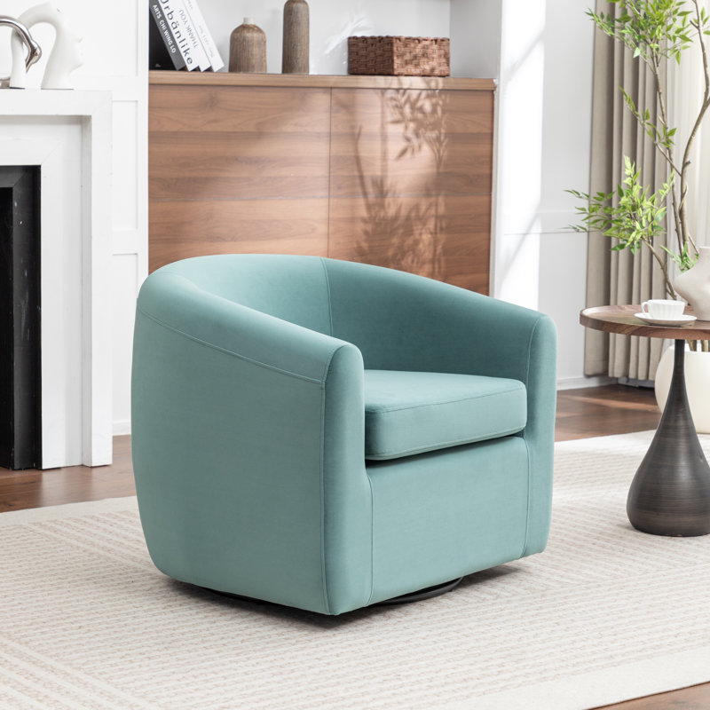 Fauteuil demi-tonneau pivotant de 33,5 po Odey, Velours vert