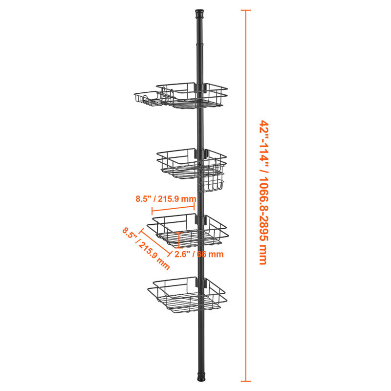 Fixed Stainless Steel Shower Shelf, Matte Black