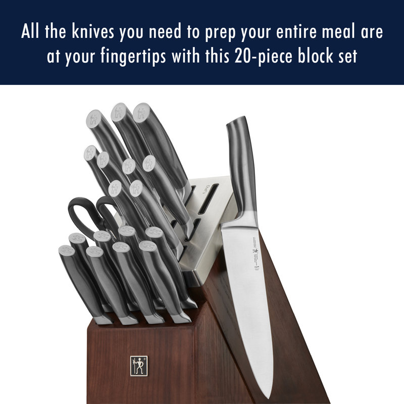 Graphite German Stainless Steel 20-Piece Self-Sharpening Knife Block Set