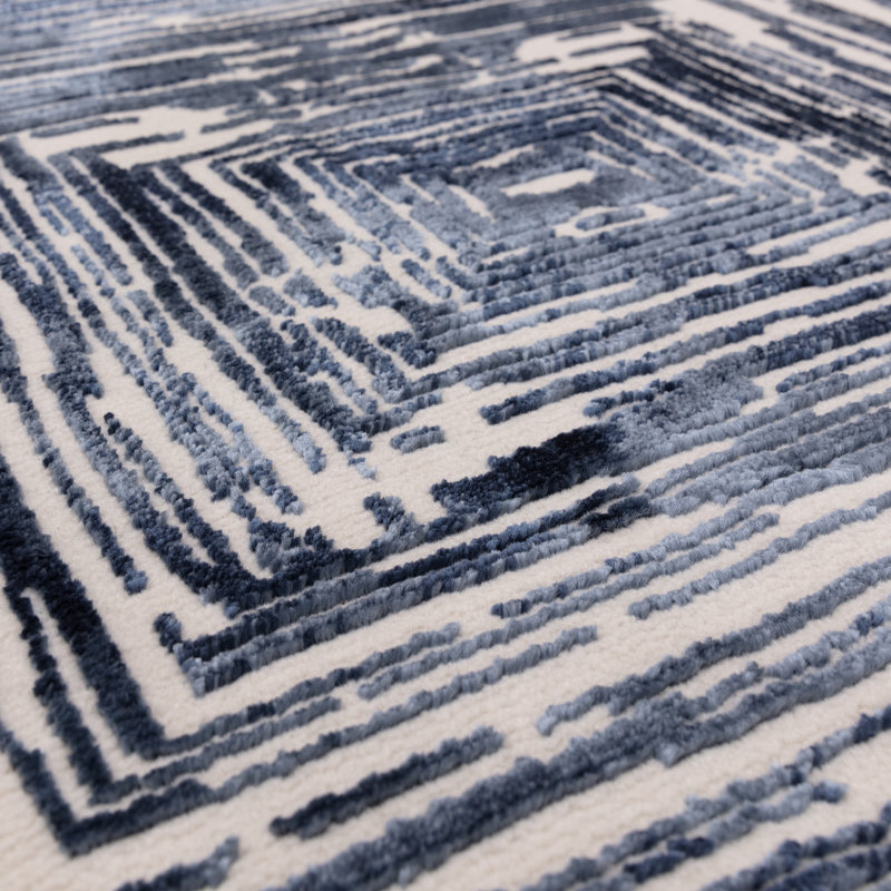 Brenetta Geometric Shapes Blue Area Rug, Rectangle 120 x 170cm