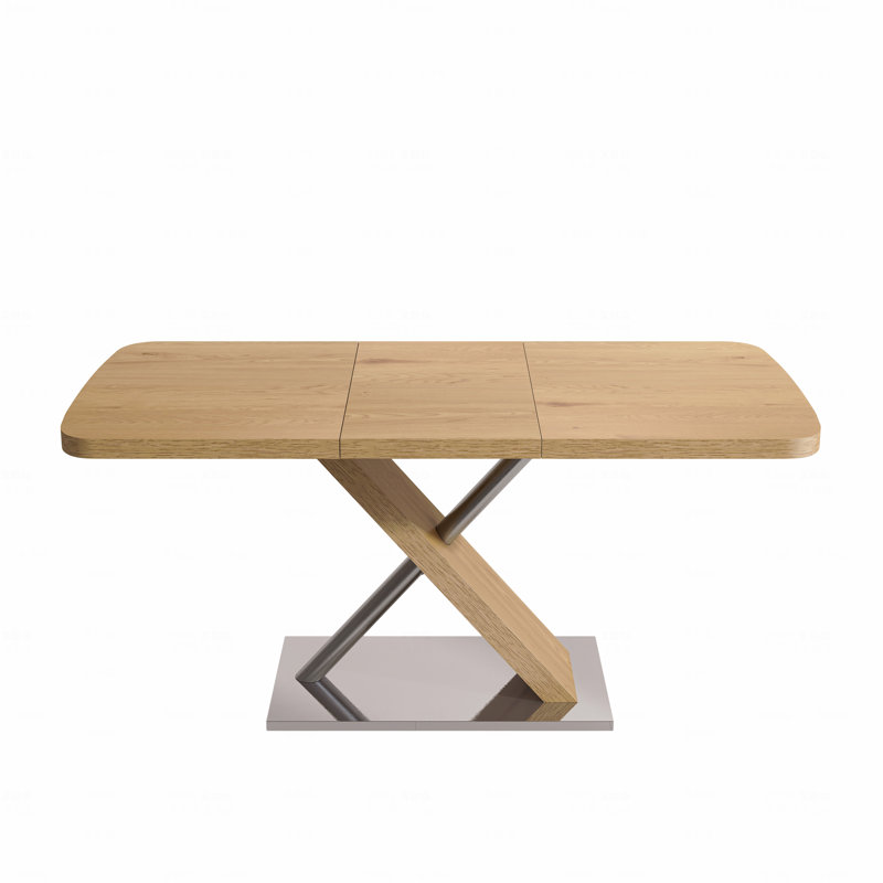 47.25 "-63" Modern Extendable Wooden Dining Table with X-Shaped Metal Base