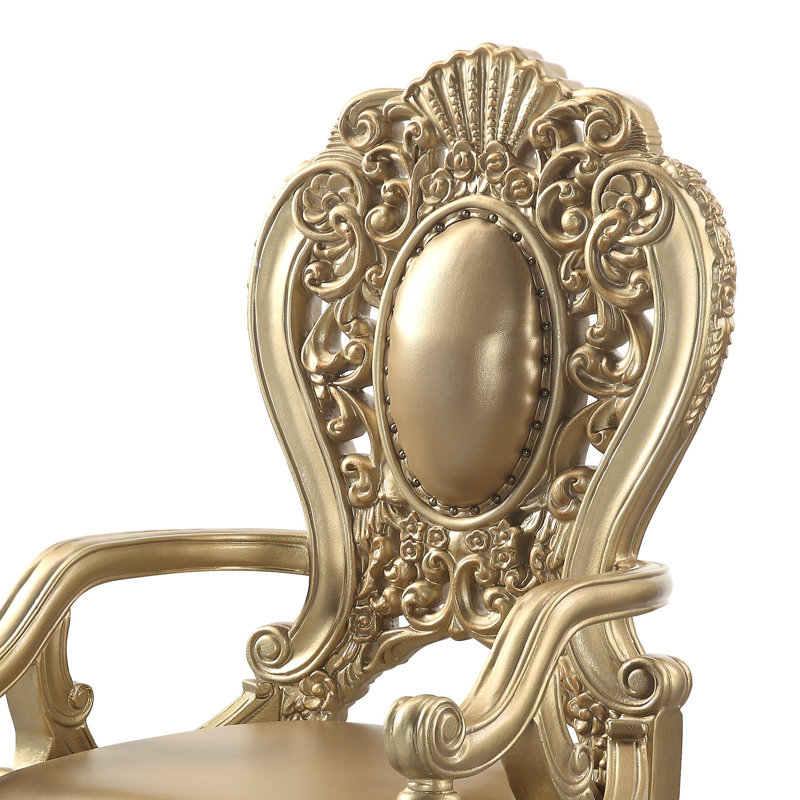 Fauteuil à dossier très grand King Louis en brun clair / or