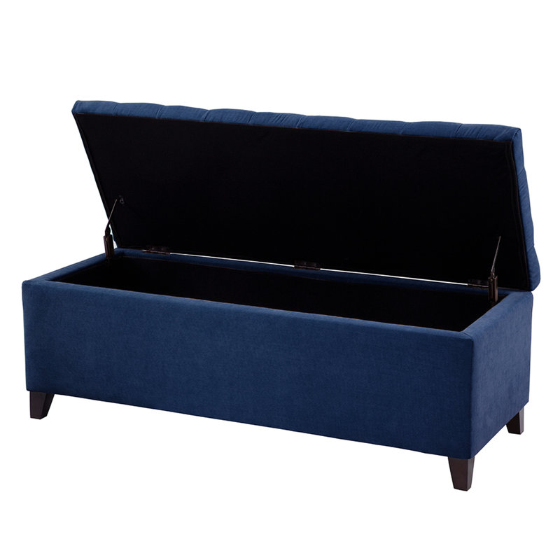 Banc de rangement à fermeture douce en bleu marine - Décoration intérieure essentielle rembourrée avec surface, Navy