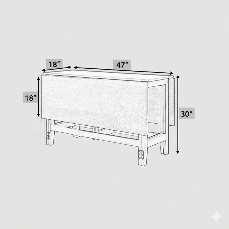 Table de salle à manger extensible en bois de style rustique avec rallonge pliante pour espaces compacts, finition blanche