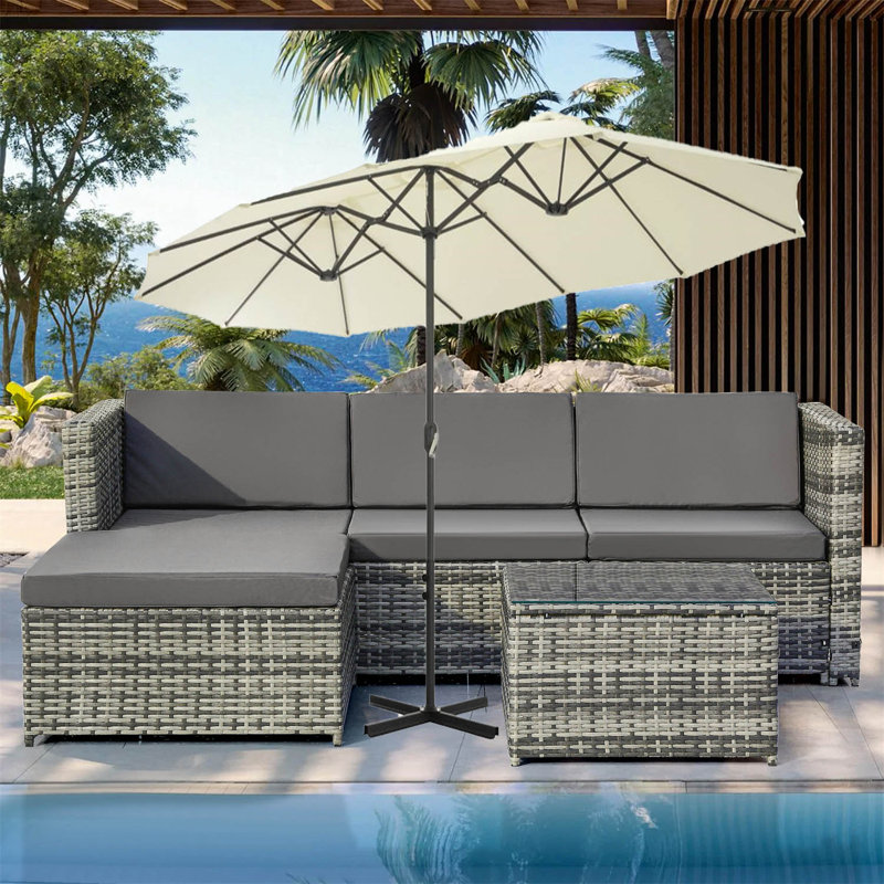 Brentley 270cm Market Parasol, Aluminium, Beige