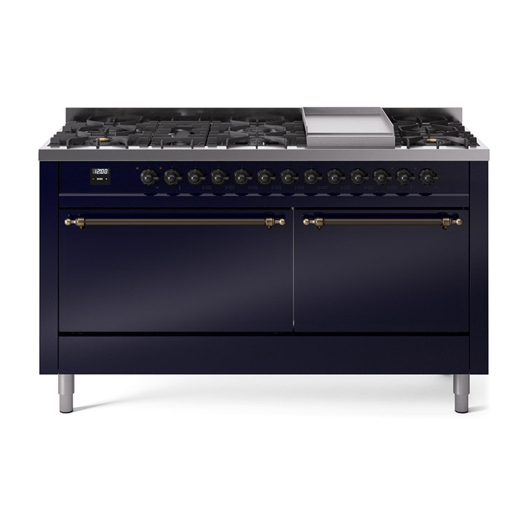 ILVE Nostalgie II 60 in Dual Fuel Range, 9 Burner, Griddle