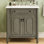 Meuble-lavabo rétro de 31 po de taille, comprenant un lavabo en céramique lisse, des charnières à fermeture douce et des pieds cylindriques avec tablettes réglables, cadre de pieds