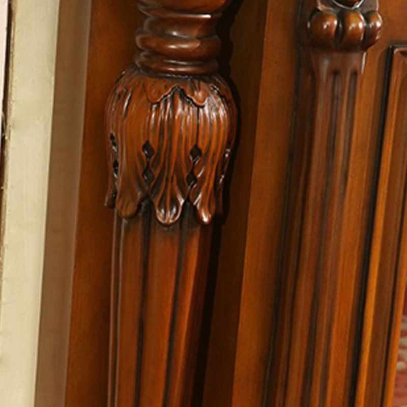 Modern vintage carved fireplace, 43.3" H x 51.18" W x 12.59" D, Brown
