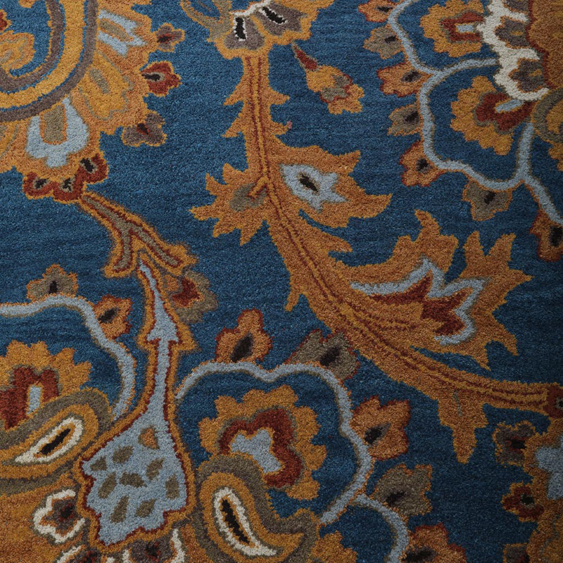 Akain Hand Tufted Wool Eco-Friendly Area Rugs - Rectangle, Blue Color, Floral Modern Design, High Pile Thick Handmade Anti Skid Area Rugs for Living Room, Bed Room
